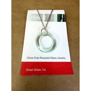 Coca-Cola Recycled Glass O-Ring Sterling Silver Pendant Necklace | 2013 | NOS